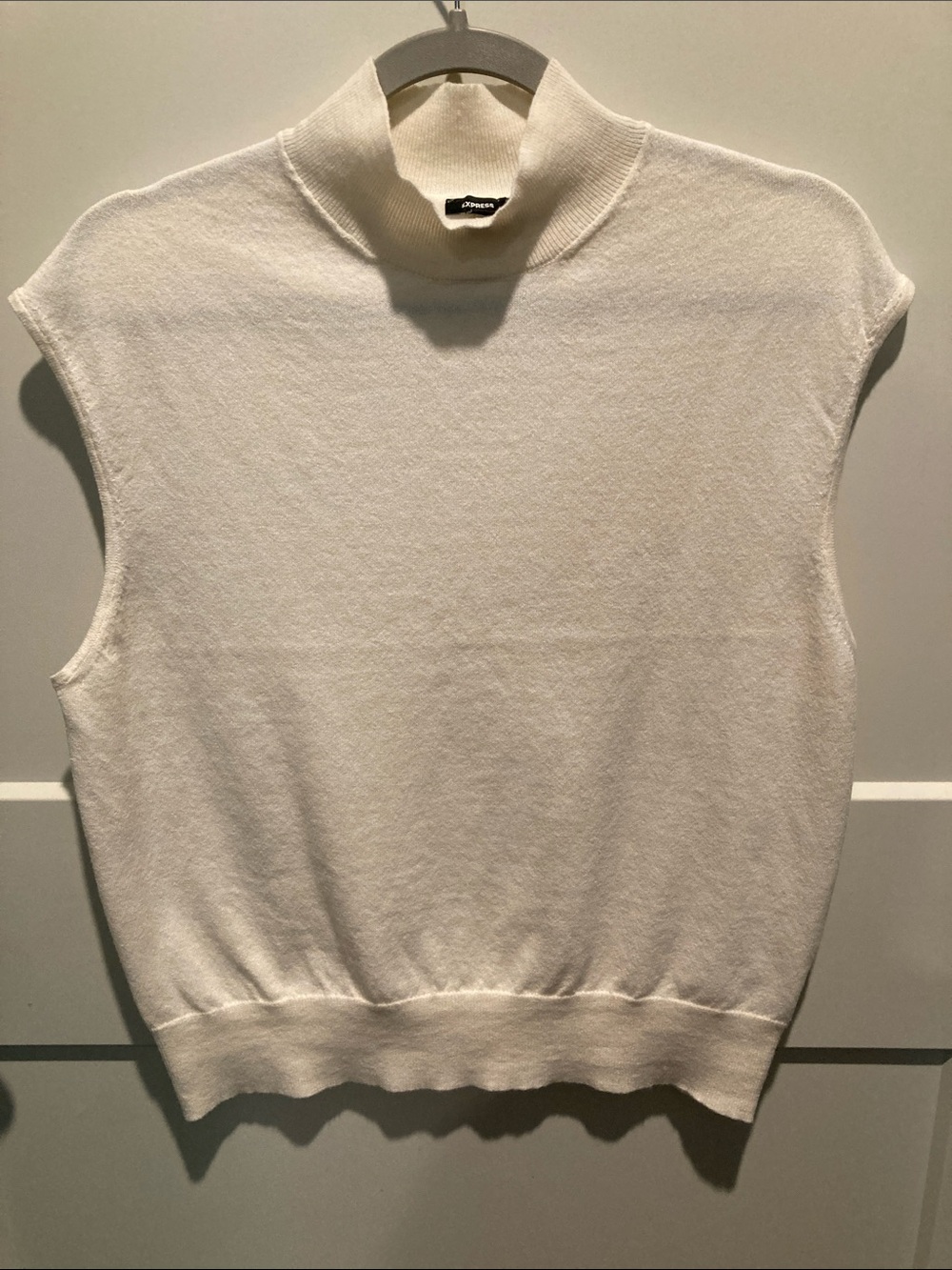 Express Cream Sleeveless Mock Neck Knit Top